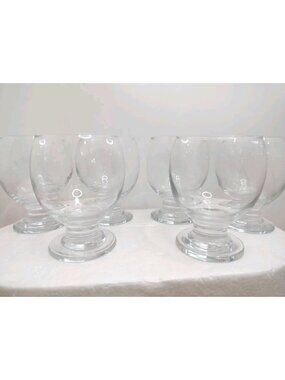 Thick Footed Oval Bowl Goblet Glasses  Set Of Six 4"X3"